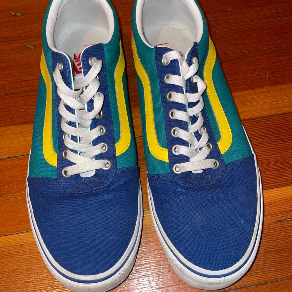 Vans Old Skool Colorblock Sneakers (Blue / Teal / Yellow)